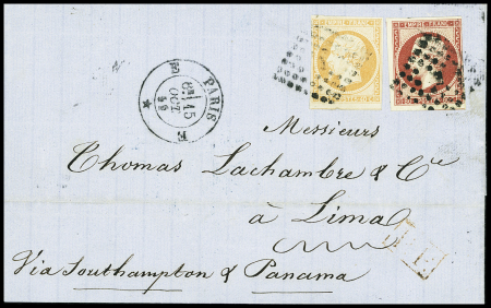 N°16 40c orange et n°17B 80c rose sur Lettre, obl.