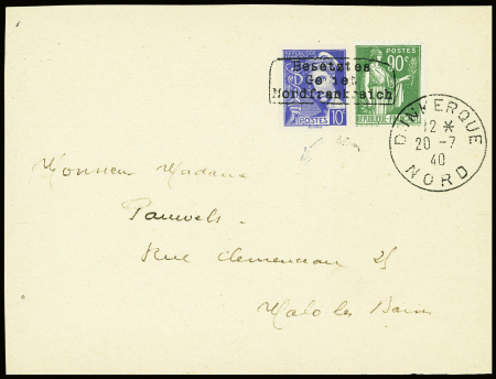 N°367 et 407 en combinaison avec tampon "Besetztes