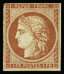 N°7 1 franc vermillon, neuf (*), légèrement entamé,