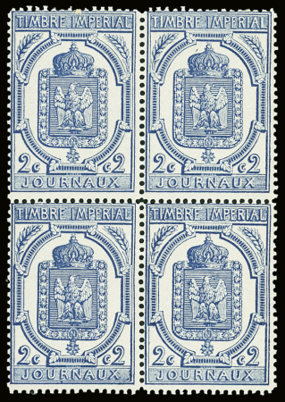 N°8 2c bleu en bloc de 4, neuf **, TB