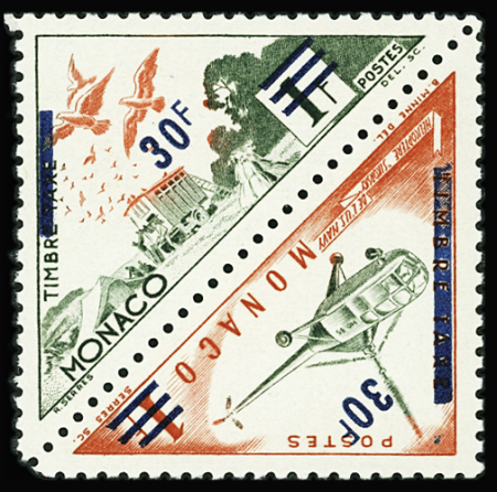 N°491A/B (Maury) 30f sur 1f pigeons / 30f sur 1f hélicoptère,