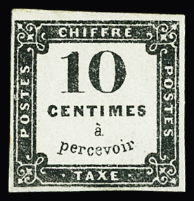 N°1 10c noir, neuf gomme non originale, TB. Certificat