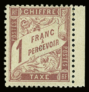 N°39 1f rose sur paille, Bdf, gomme non originale,