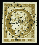 N°1c 10 c bistre-verdâtre foncé, obl. PC 2295 de Notre-Dame-de-Liesse