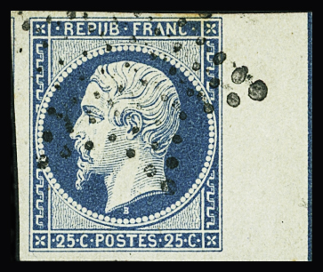 N°10b 25c bleu, filet d'encadrement sur bdf, obl. étoile,