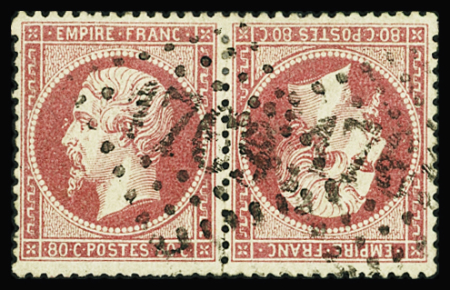 N°24b 80c rose, paire tête-bêche, obl. GC 1769 Le Havre