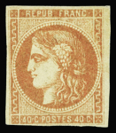 N°48d 40c rouge sang clair, neuf *, petit clair, B.