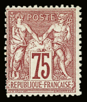 N°71b 75c carmin (I), neuf *, défaut de dentelure,