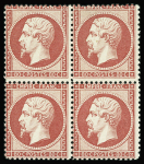 N°24 80c rose, en bloc de quatre, neuf */** 2 timbres
