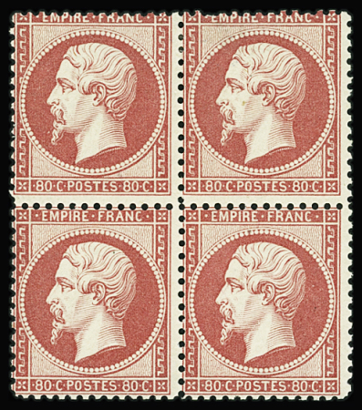 N°24 80c rose, en bloc de quatre,  neuf */** 2 timbres