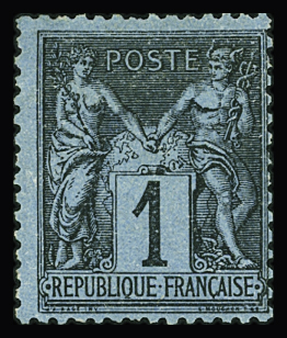 N°84 1c noir sur bleu de Prusse, neuf *, TTB. Signé