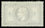 N°33A 5f  violet gris, 5 et F en bleu, neuf *, bon