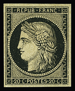 N°3b 20c noir sur chamois, neuf *, légère charnière,