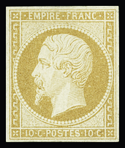 N°13A 10c bistre neuf *, très frais, TB.