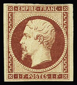 N°18 1f carmin, neuf *, aminci, B/TB. Signé A.Brun