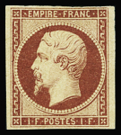 N°18 1f carmin, neuf *, aminci, B/TB. Signé A.Brun