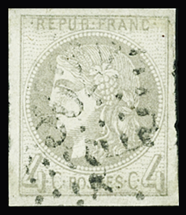 N°41A 4c gris Report 1, obl. GC 3022 de Preignac (Gironde),