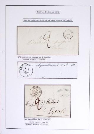 JANVIER 1849 Collection de 36 lettres avec oblitérations