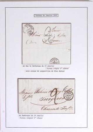 JANVIER 1849 Collection de 36 lettres avec oblitérations