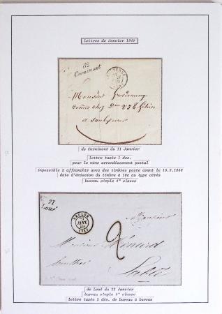 JANVIER 1849 Collection de 36 lettres avec oblitérations