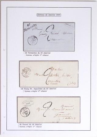 JANVIER 1849 Collection de 36 lettres avec oblitérations
