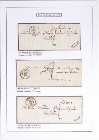JANVIER 1849 Collection de 36 lettres avec oblitérations
