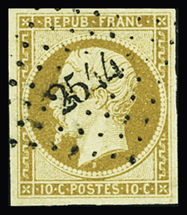 N°9 10c bistre-jaune, obl. PC 2544 de Port-à-Binson