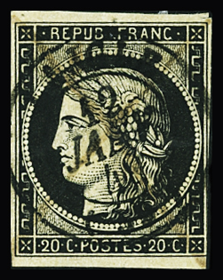 N°3 20c noir obl. càd T15 Laigle 12 janvier 49 (59)