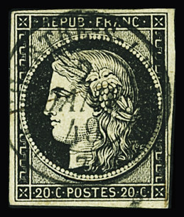 N°3 20c noir obl. càd T15 La-Chartre-s-Loir 2 janvier