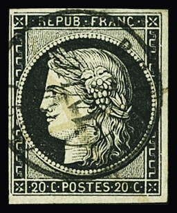 N°3 20c noir obl. càd T15 Betz 7 janvier 49 (58) (Oise),
