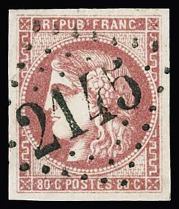 N°49 80c rose, obl. GC 2145 de Lyon (Rhône), TTB