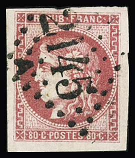 N°49 80c rose, obl. GC 2145 A de Lyon les Terreaux