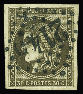 N°47d 30c brun foncé, obl. GC 2145 A de Lyon les Terreaux