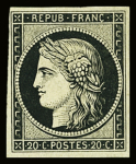 N°3a 20c noir sur blanc, essai avec double impression