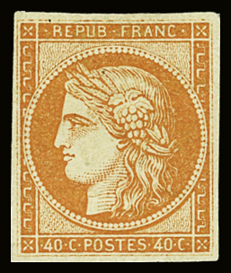 N°5A 40c orange foncé, neuf *, TB, très frais. Signé