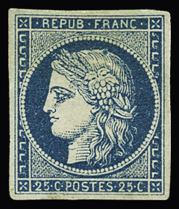 N°4a 25c bleu foncé, neuf *, variété anneau lune sur