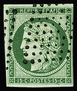 N°2b 15c vert foncé, oblitéré losange de 81 points