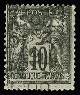 N°16 10c noir sur lilas avec surcharge 10 NO 93, TB,