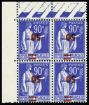 N°482a 50 sur 90c outremer, variété surcharge renversée