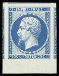 N°14B 20c bleu Type II, bas de feuille avec tous les