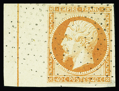 N°16c 40c orange, bord de feuille avec filet d'encadrement,
