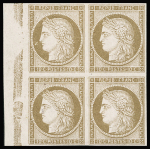 N°58b 10c brun sur rose, non dentelé en bloc de 4 bdf,