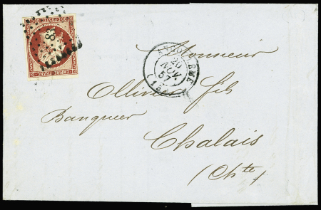 N°17A 80c carmin obl. PC sur lettre d'Angoulême 20