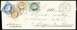 N°50 +51 x2 +60 obl. GC sur lettre de Bazancourt 1875