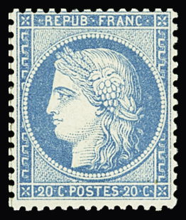N°37 20c bleu, bon centrage, neuf *, très frais, TB