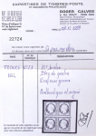 N°21 10c bistre en bloc de 4, bdf, neuf *, pli horizontal
