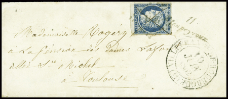 N°4 OBL croix à la plume et PC 2671 + cursive "11