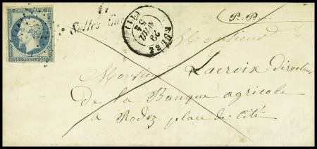 N°15 25c bleu (au filet en un point) OBL PC 2785 +