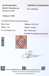 N°7 1 franc vermillon obl. grille, marge au filet en