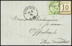 Alsace n°4 + 5  OBL CAD "Altkirch" (1871)  sur let